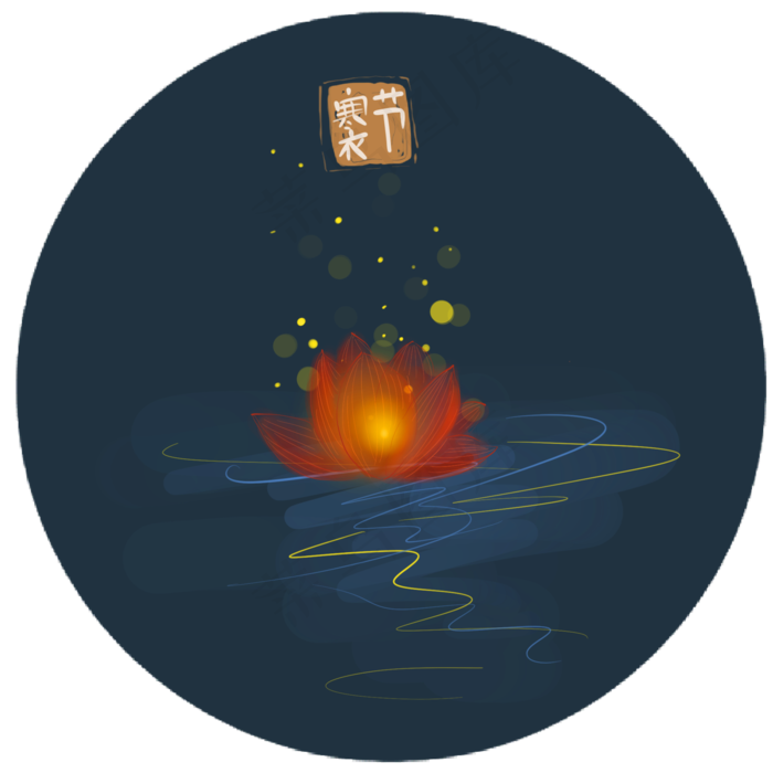 寒衣节河中的莲花灯