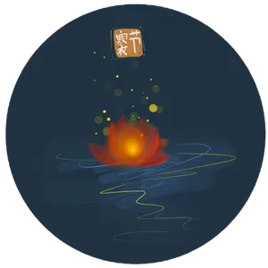 寒衣节河中的莲花灯