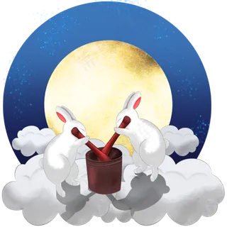中秋节可爱卡通月兔捣药