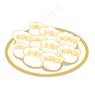 卡通白色饺子画布