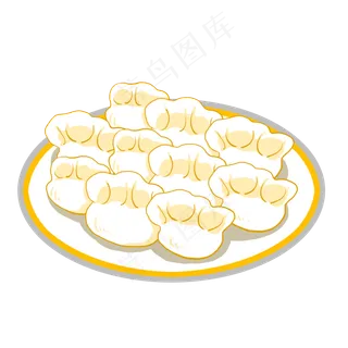 卡通白色饺子画布