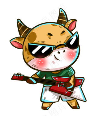 2021年牛年新年卡通牛乐队演唱会