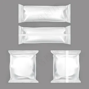 一套白色塑料零食包装的矢量图