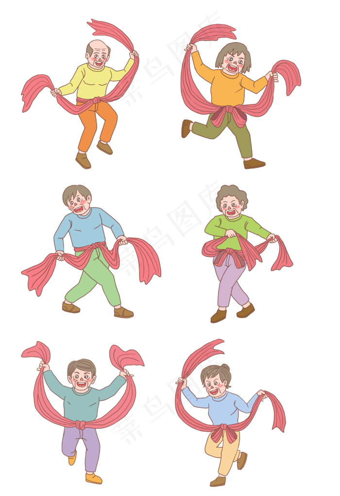 国庆节老太太老头扭秧歌