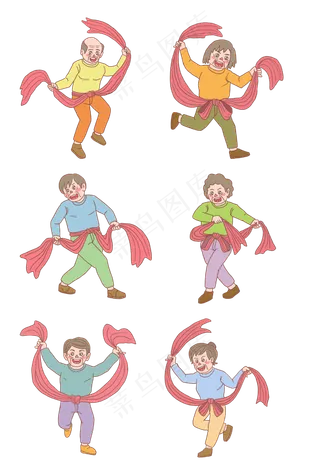 国庆节老太太老头扭秧歌