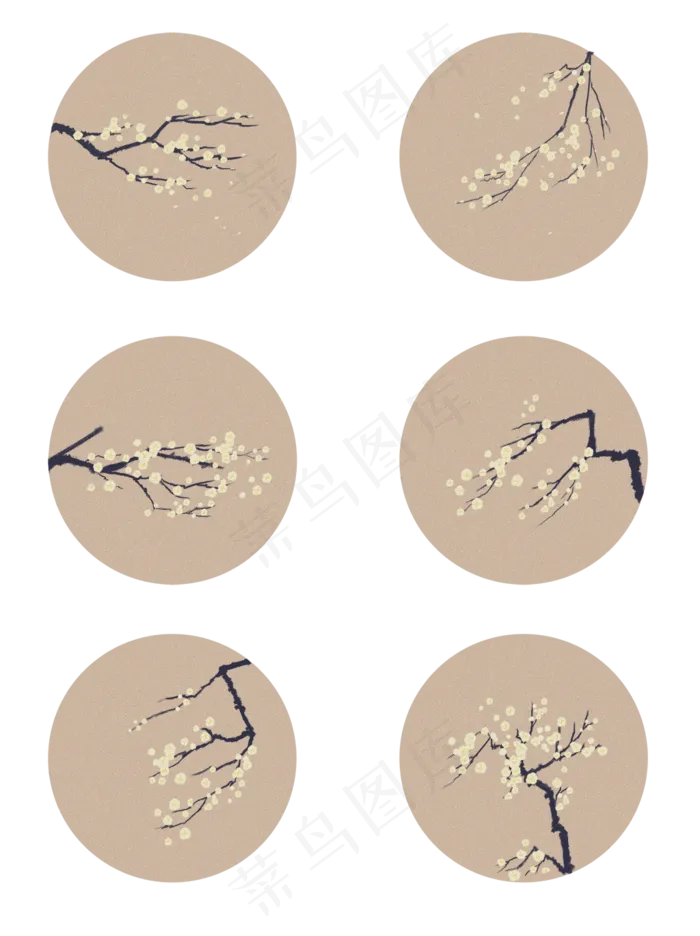 中国风水墨画白梅(3072X4107(DPI:150))psd模版下载