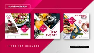 食品和烹饪模板的社交媒体推广模板。