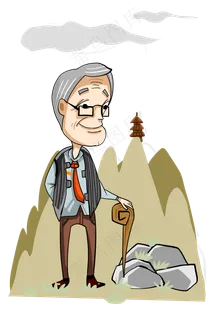 重阳节登高老人