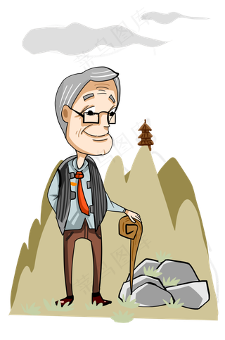 重阳节登高老人