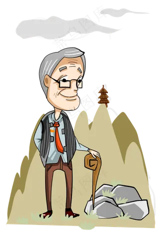 重阳节登高老人