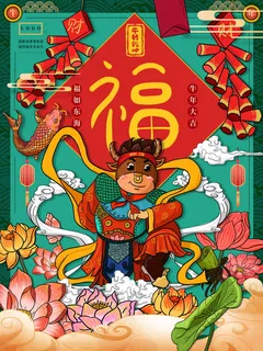 牛年插画 牛年海报 新春海报 牛年插画 牛年海报 新春海报