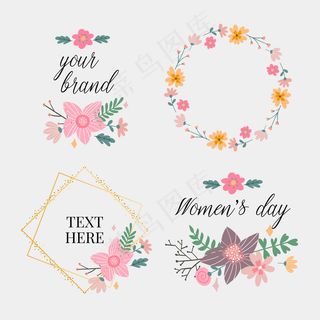 花架系列。一套可爱的复古花，花环形状完美，适合婚礼请柬和生日卡