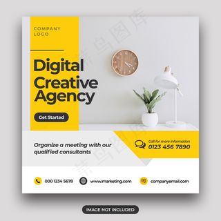数字营销社交媒体横幅banner和方形宣传单,DM传单模板