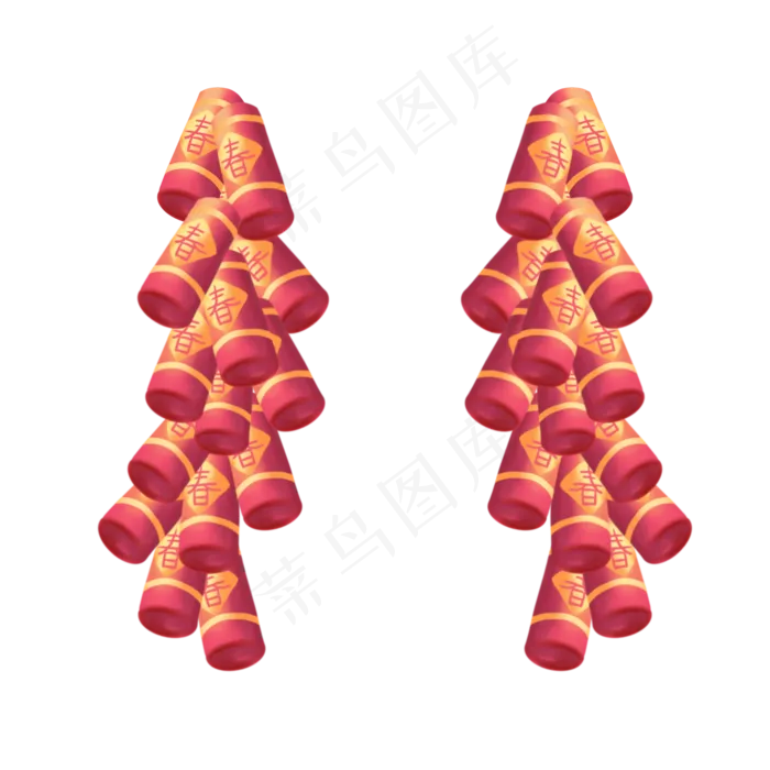 水彩鞭炮春节装饰,免抠元素(2048X2048(DPI:300))psd模版下载