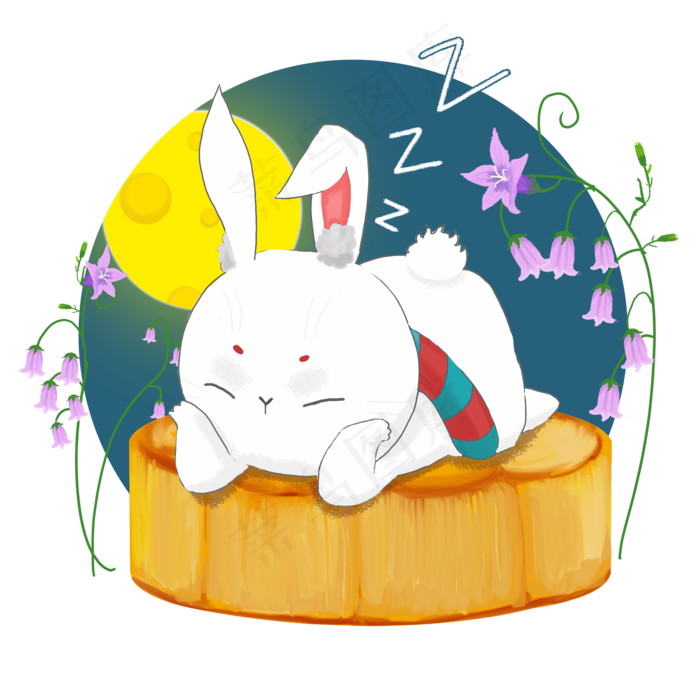 中秋节玉兔插画设计商用