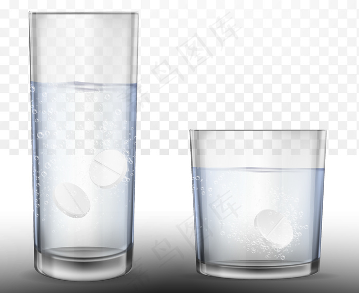 现实泡腾片在一杯水。