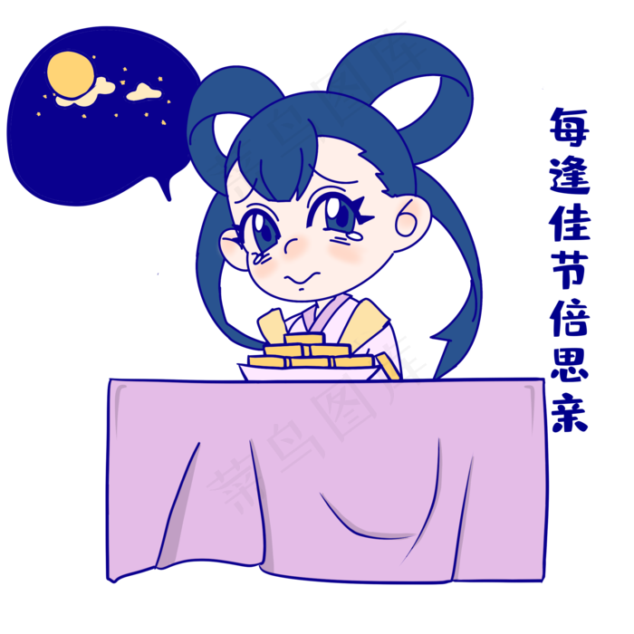 嫦娥思亲表情包(2000X2000(DPI:300))psd模版下载