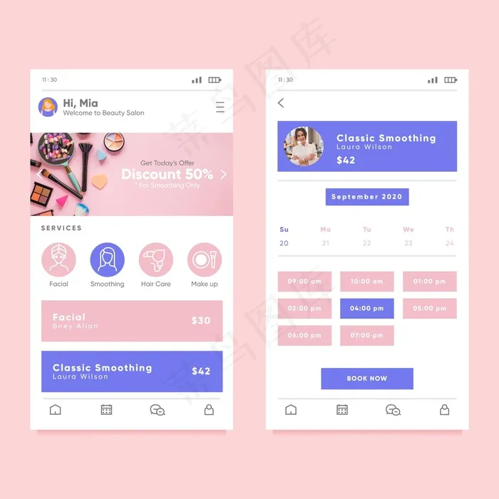 美容院预订应用程序eps,ai矢量模版下载
