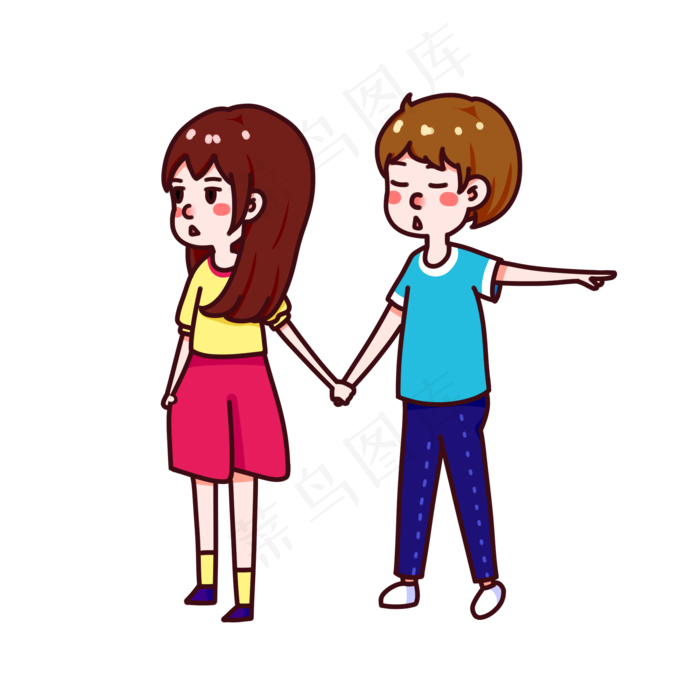 情人节男生女生手牵手约会
