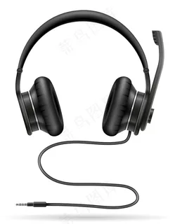 逼真的黑白耳机 逼真的黑白耳机