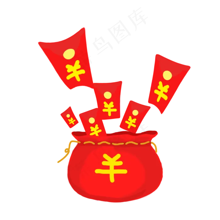 钱袋里飞出来的大红包(2000X2000(DPI:300))psd模版下载