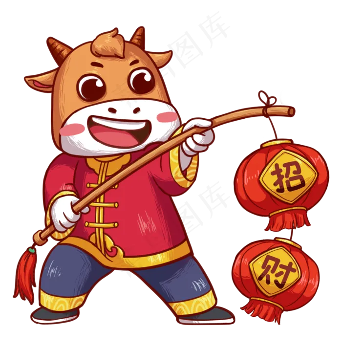 2021辛丑牛年提灯招财(2100X2155(DPI:299))psd模版下载