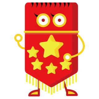 国庆节红黄五星红旗立体可爱拟人