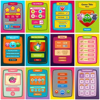 界面游戏。网页设计和电脑游戏的游戏界面。