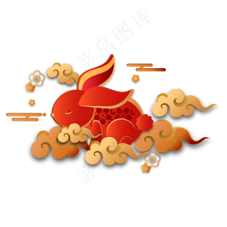 传统红色中秋节立体剪纸装饰