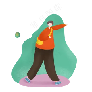 夸张扁平出游人物