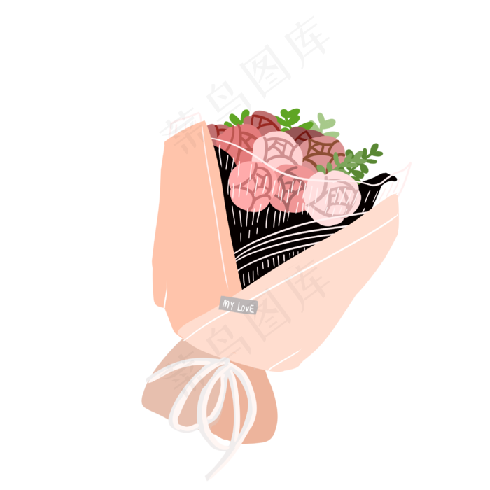 七夕情人节玫瑰花花束插画