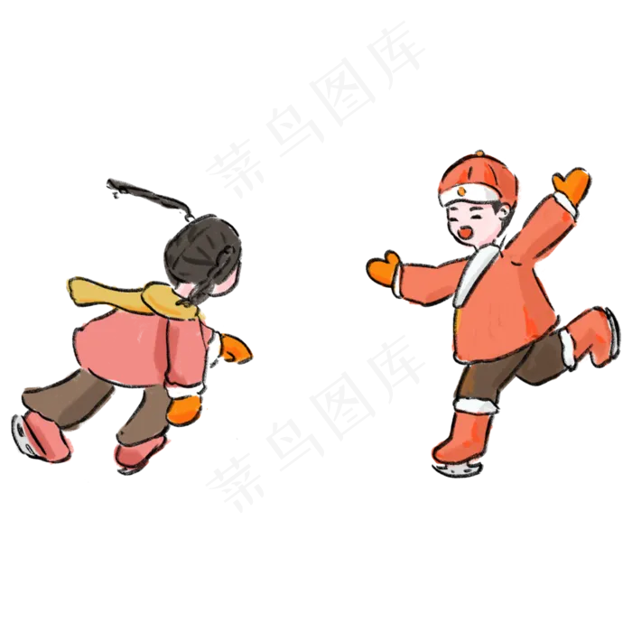 立冬滑冰孩子(2000X2000(DPI:300))psd模版下载