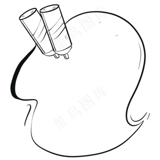 黑白线条画笔边框