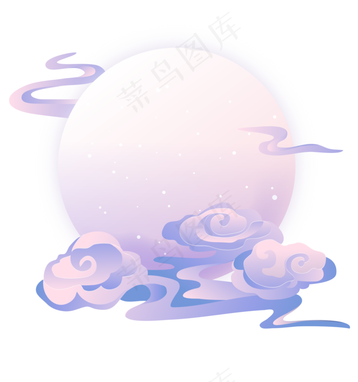 七夕夜晚云中圆月七夕节