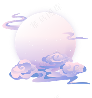 七夕夜晚云中圆月七夕节