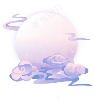 七夕夜晚云中圆月七夕节