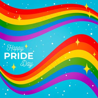 骄傲日闪亮的蓝色背景旗帜banner丝带