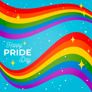 骄傲日闪亮的蓝色背景旗帜banner丝带