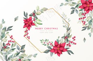 美丽的圣诞背景，水彩自然