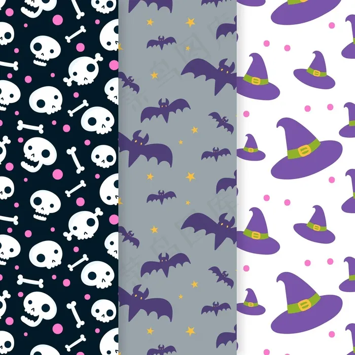 手绘万圣节图案eps,ai矢量模版下载