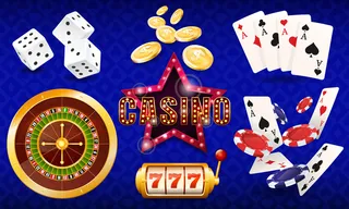 赌场，一套插图，骰子，卡片，赌场筹码，轮盘赌，*。