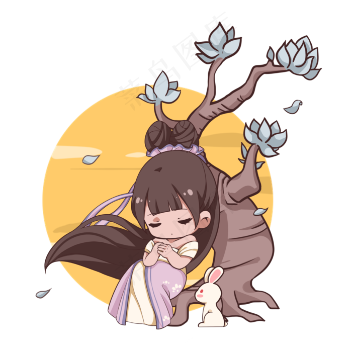 中秋节Q版嫦娥月兔
