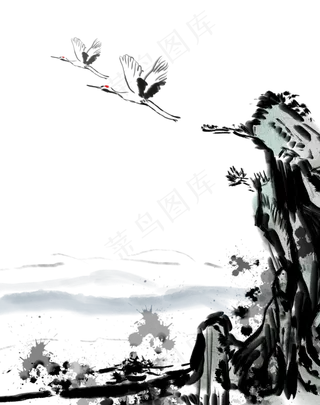 中国画国潮仙鹤