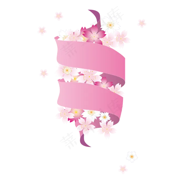 粉色花卉丝带七夕(3500X3500(DPI:300))ai矢量模版下载
