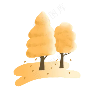 手绘黄色秋天树叶商用素材