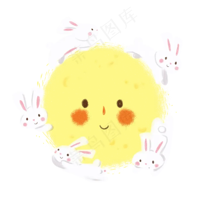 卡通手绘中秋节月亮玉兔(2000X2000(DPI:300))psd模版下载