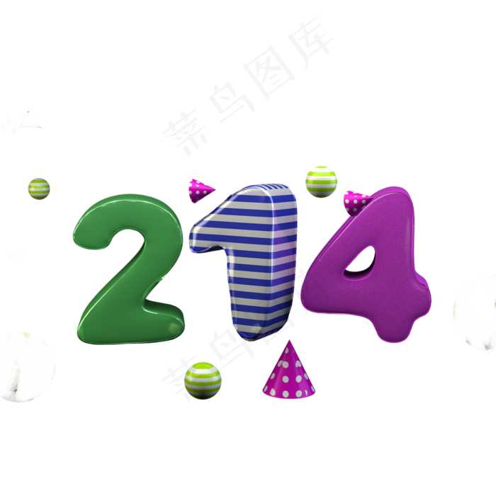 c4d立体214气球字体(2000*2000px 300 dpi )