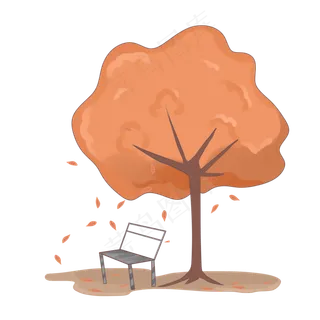 秋天主题树木卡通插图