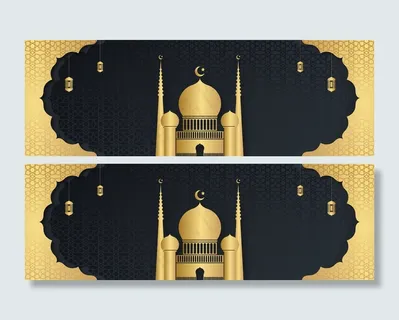 斋月卡里姆或开斋节穆巴拉克旗帜banner与新月和清真寺