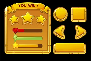 矢量概念的黄金游戏用户界面。